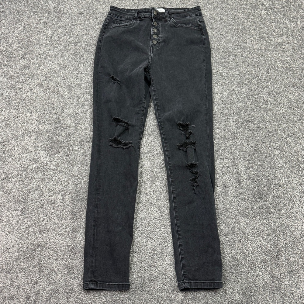 Flying Monkey Jeans Womens 29 Black Skinny Stretch Distressed Preppy City Casual